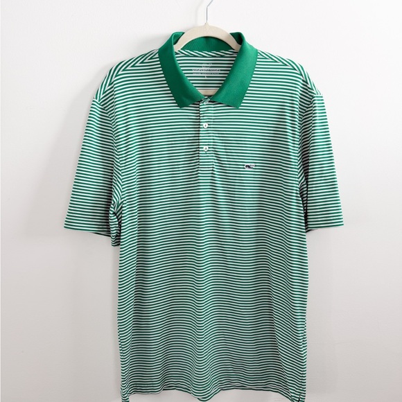 Vineyard Vines Other - Vineyard Vines Green Striped Performance Polo Size Large